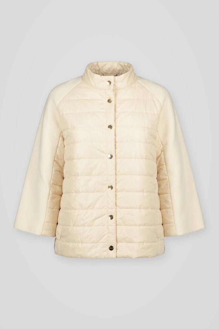 Giacca bimateriale in nylon e maglia avorio