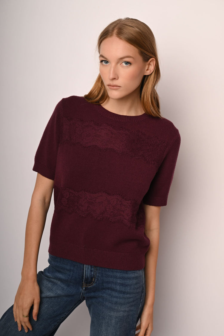 Pull a mezze maniche con pizzo