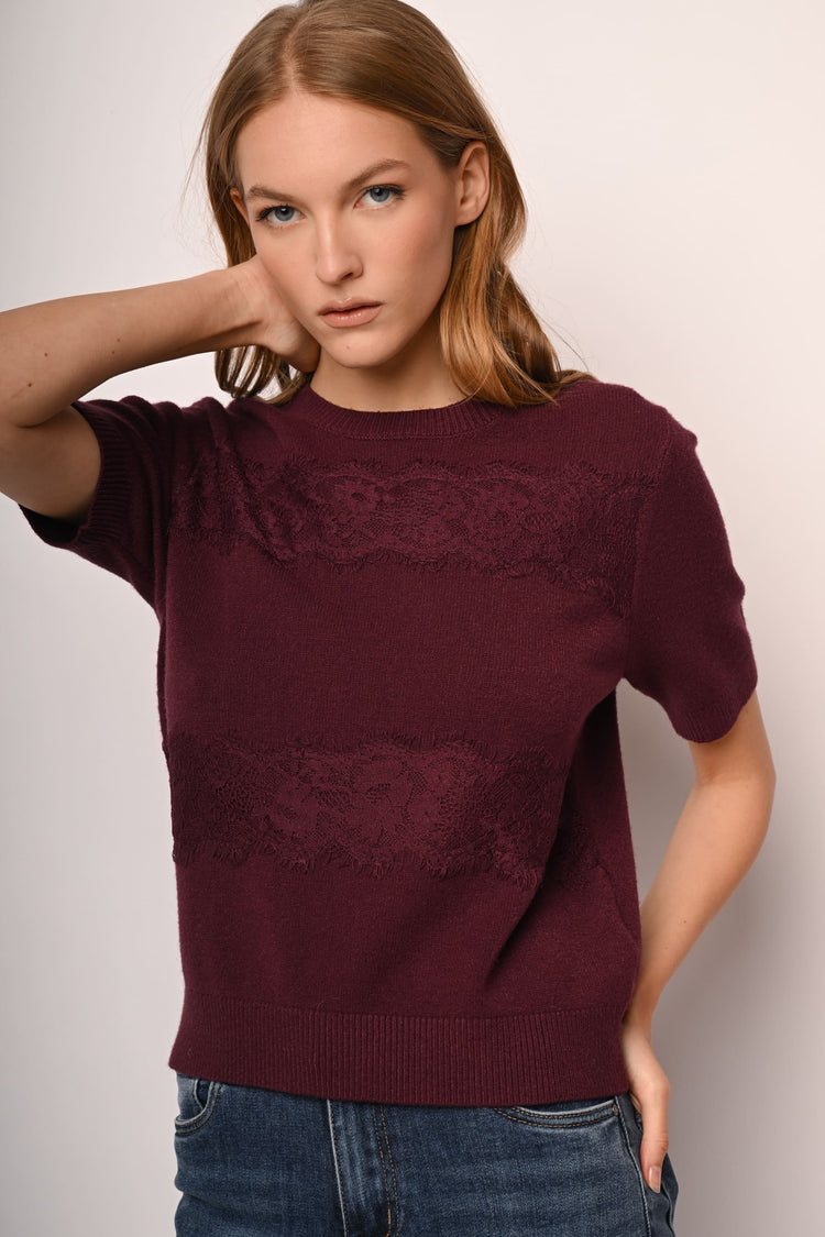 Pull a mezze maniche con pizzo