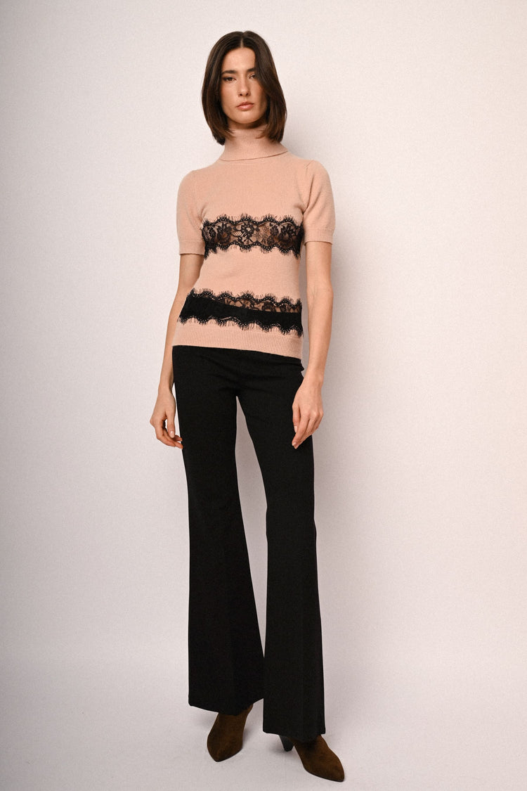 Pull a mezze maniche con pizzo