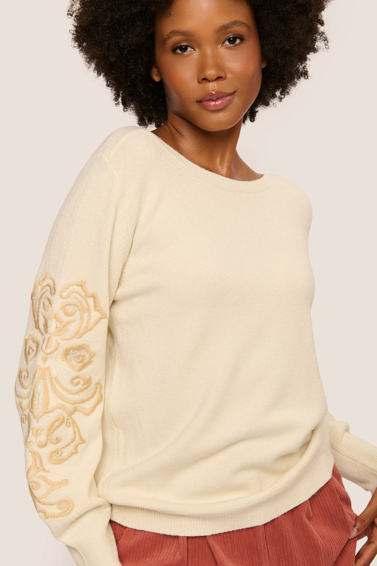 Pull con ricami sulle maniche