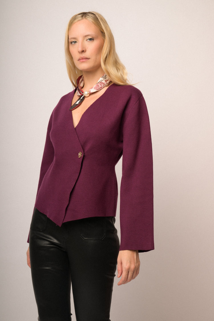 Cardigan incrocio con bottone
