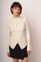 Maglia con incrocio e bottoni lurex
