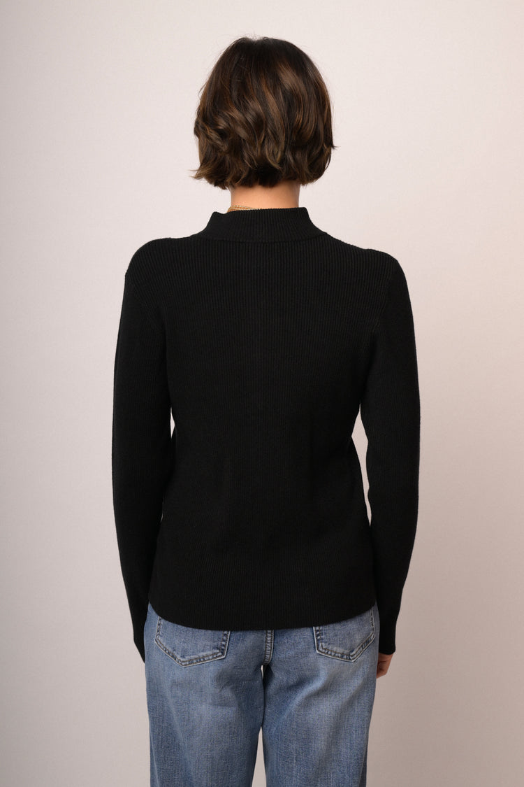 Cardigan in maglia nera con zip