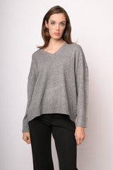 Maglia over con scollo a V grigia