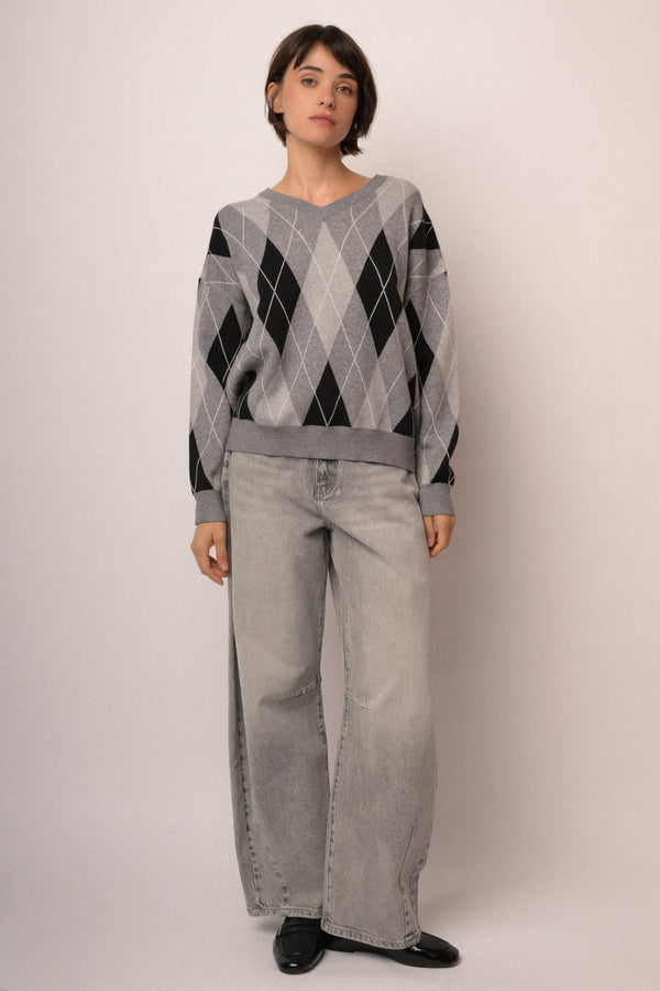Maglia scollo V rombi