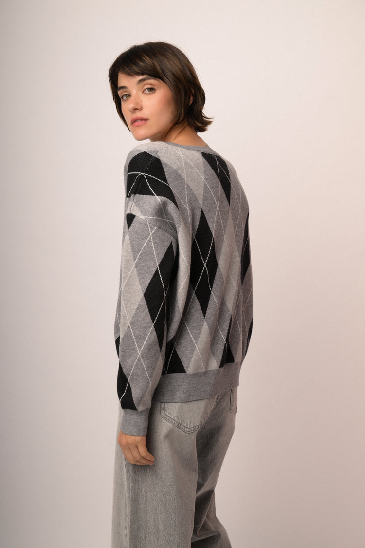 Maglia scollo V rombi