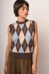 Maglia scollo V rombi