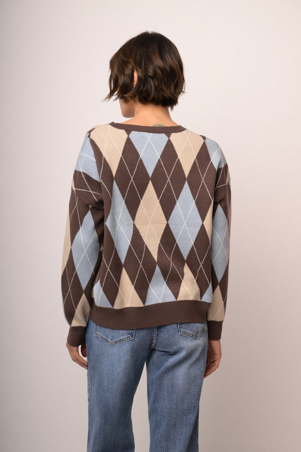 Maglia scollo V rombi