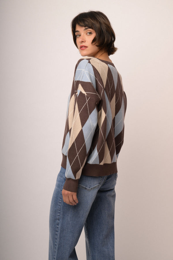 Maglia scollo V rombi