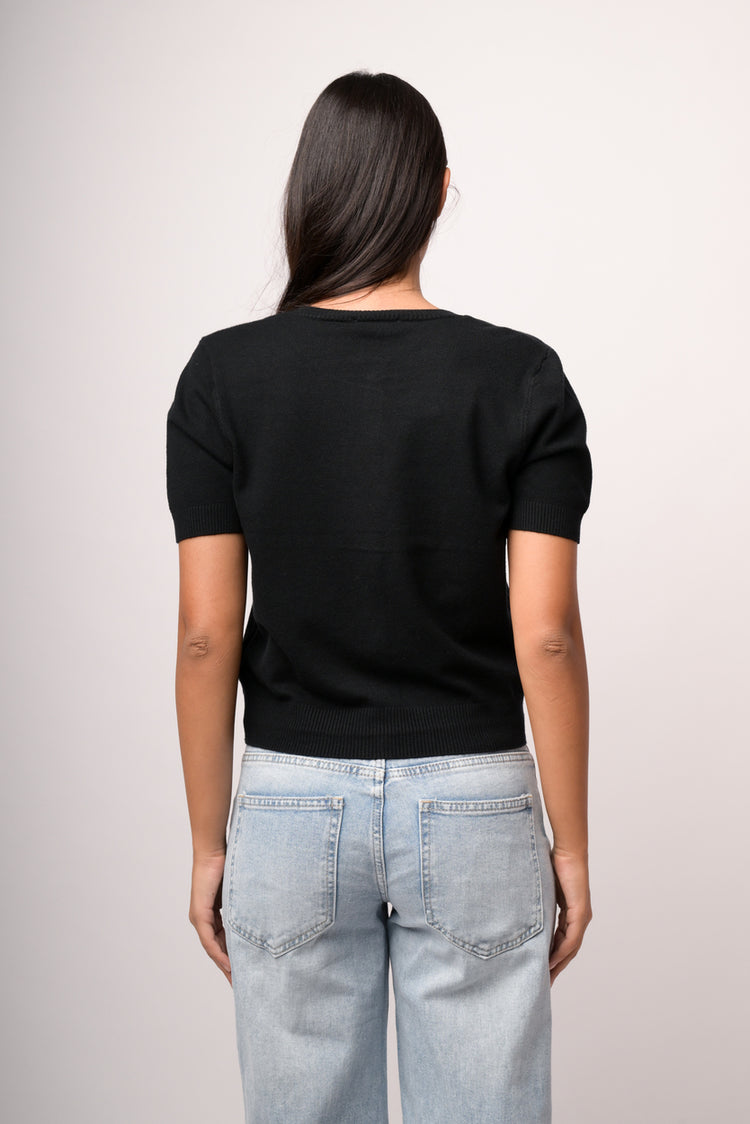Cardigan maniche corte e bottoni