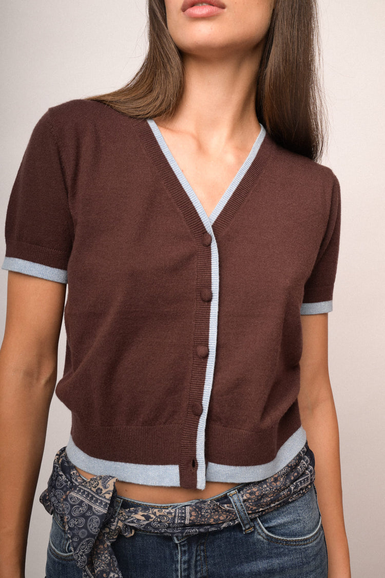 Cardigan profili lurex manica corta
