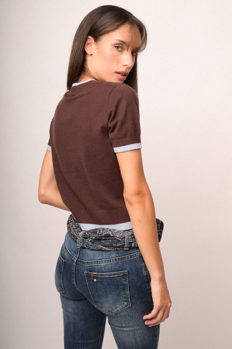 Cardigan profili lurex manica corta