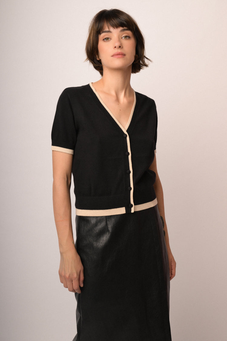 Cardigan profili lurex manica corta