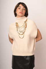 Maglia smanicata collo