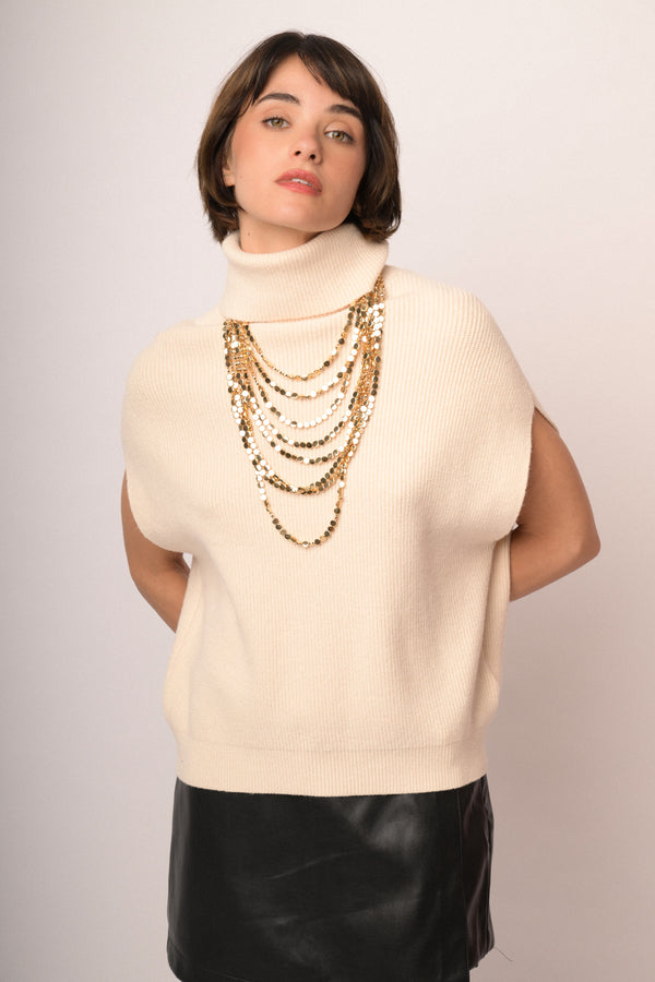 Maglia smanicata collo