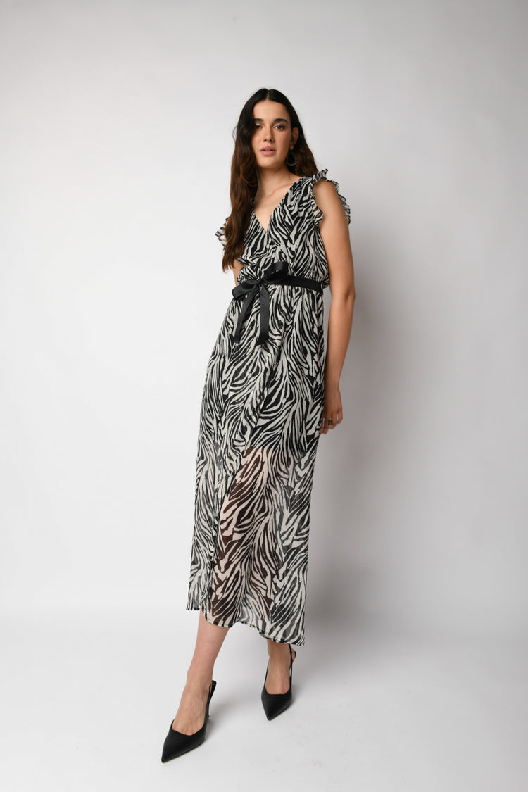 Abito lungo a stampa zebrata - Main Image