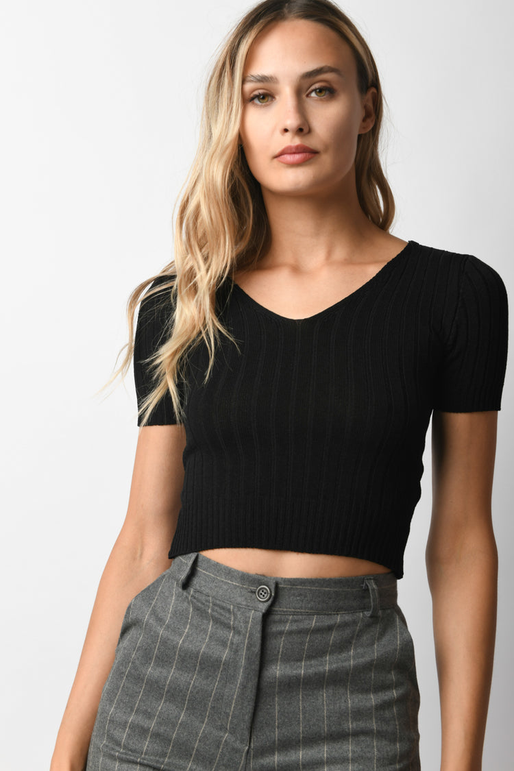 Top crop con scollo a V