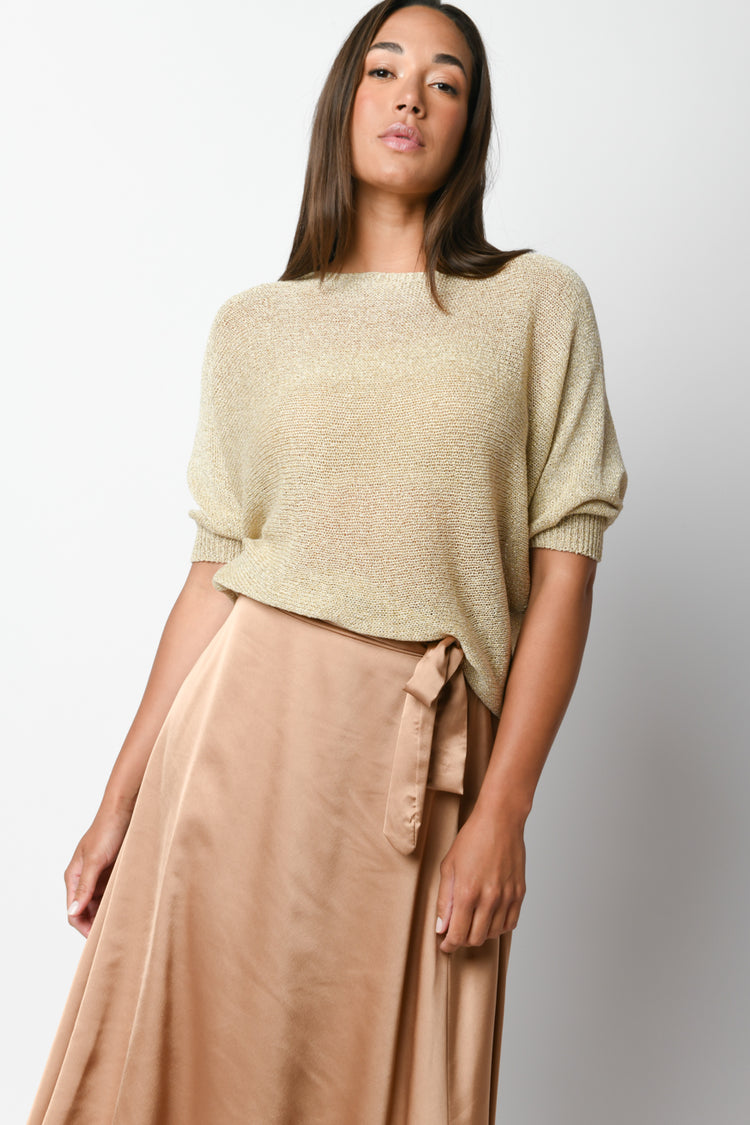 Pull in maglia lurex con fiocco