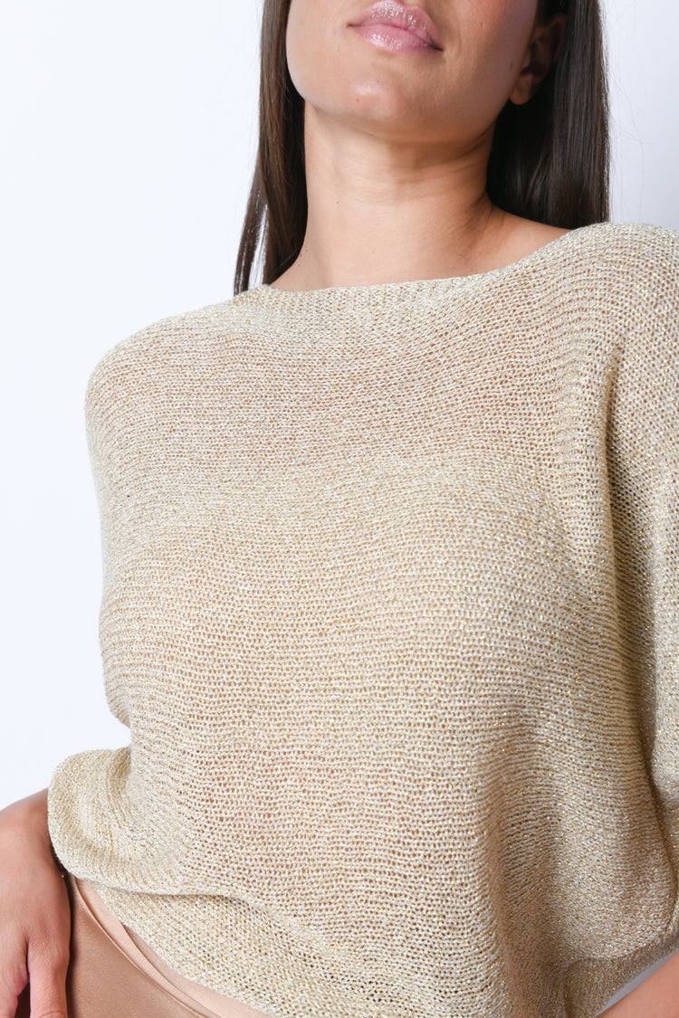 Pull in maglia lurex con fiocco