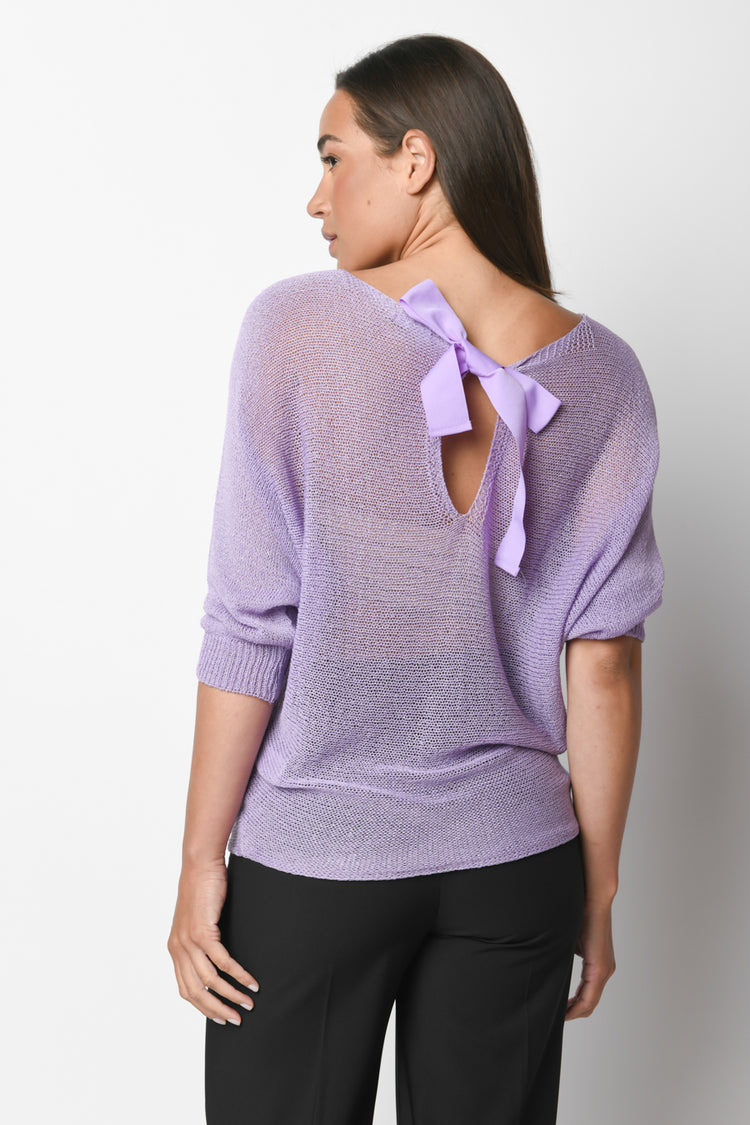 Pull in maglia lurex con fiocco