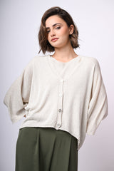 Cardigan in viscosa e lino