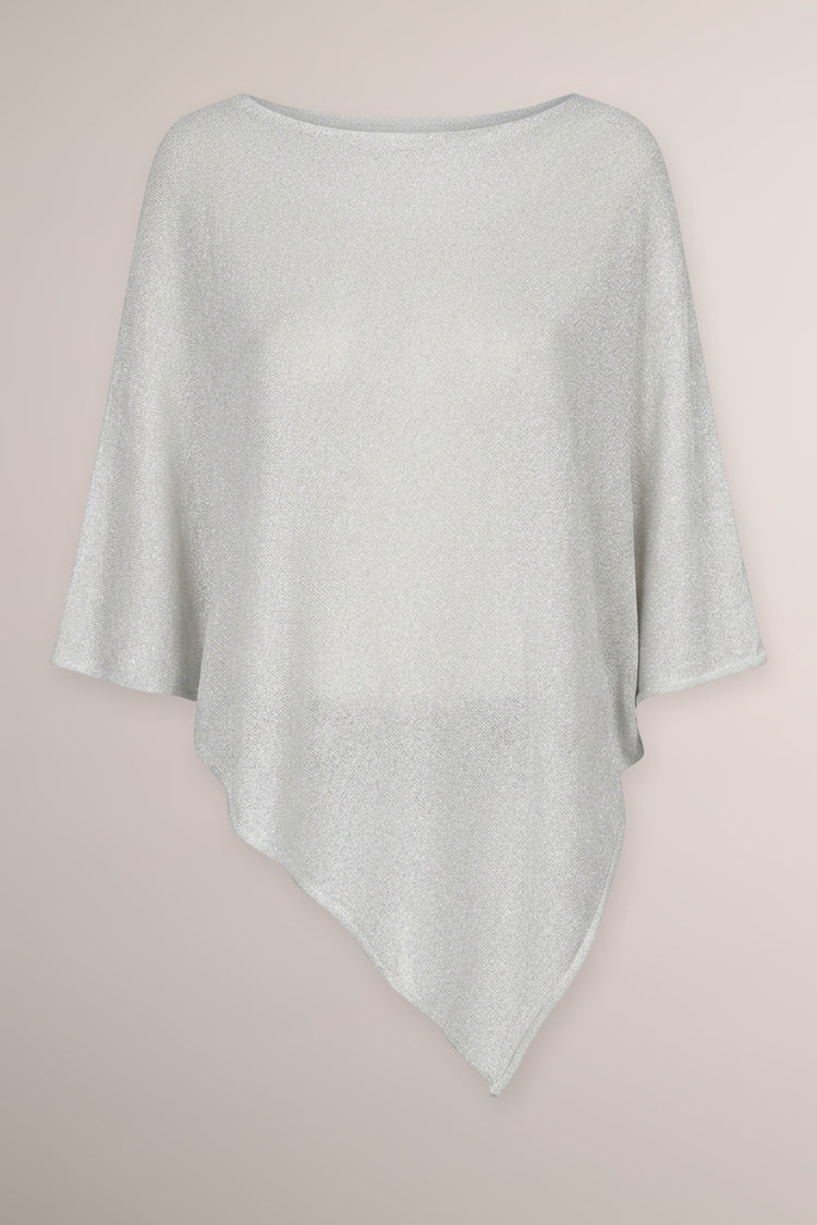 Poncho in maglia lurex argento