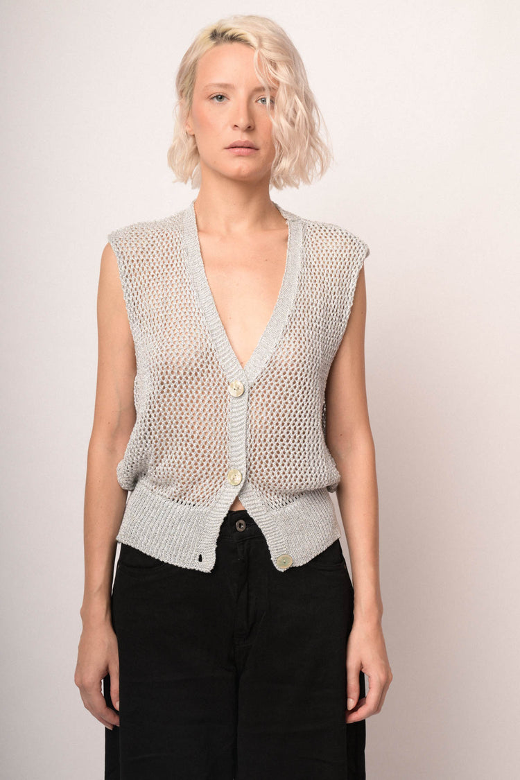 Gilet traforato con lurex