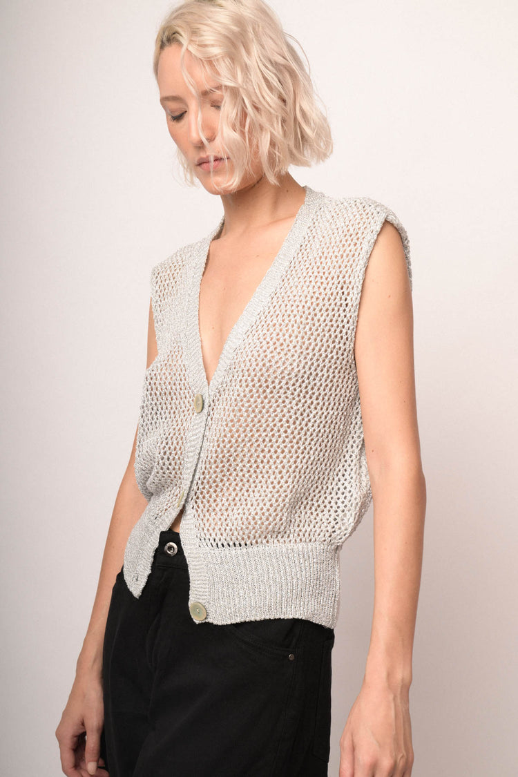 Gilet traforato con lurex