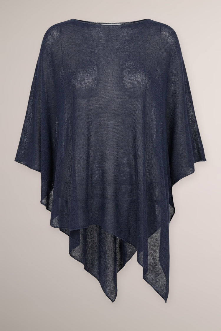 Mantella poncho blu in viscosa