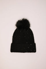 Berretto con pompon e paillettes