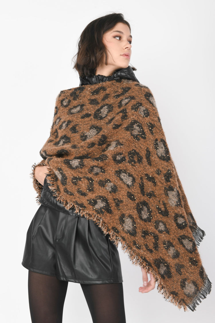 Poncho animalier con paillettes