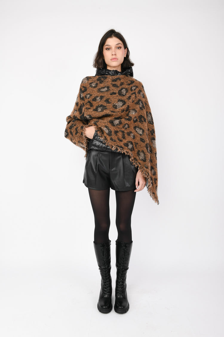 Poncho animalier con paillettes