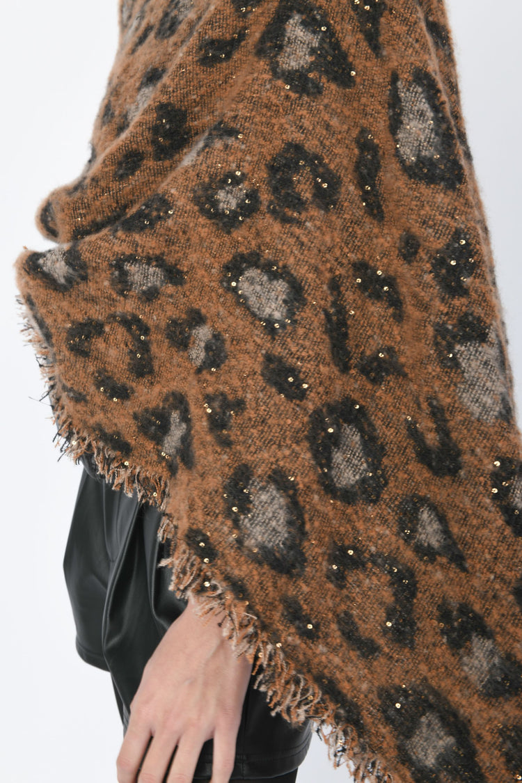 Poncho animalier con paillettes