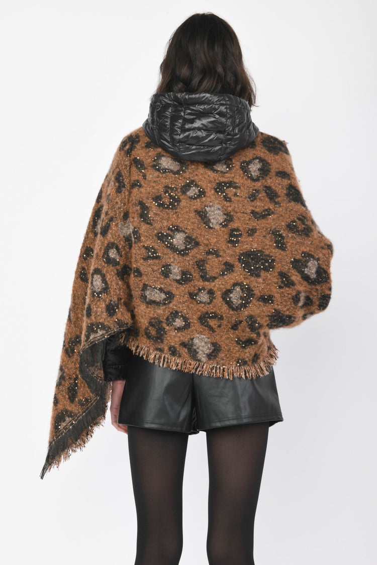 Poncho animalier con paillettes