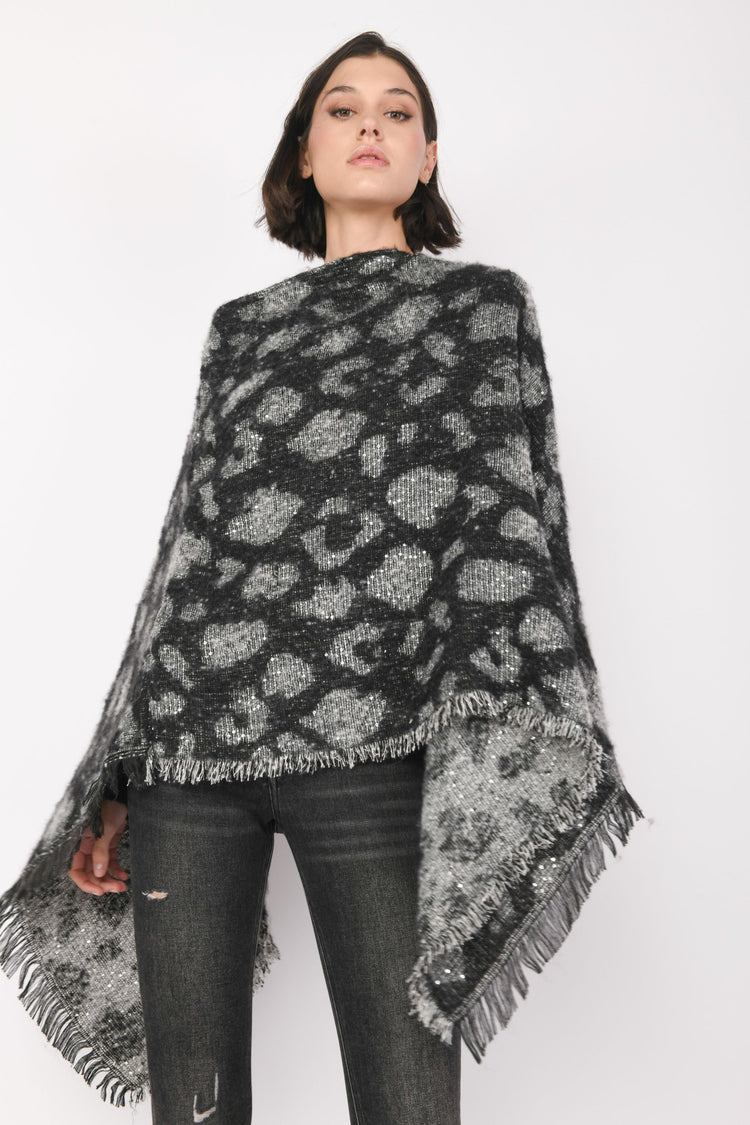 Poncho animalier con paillettes