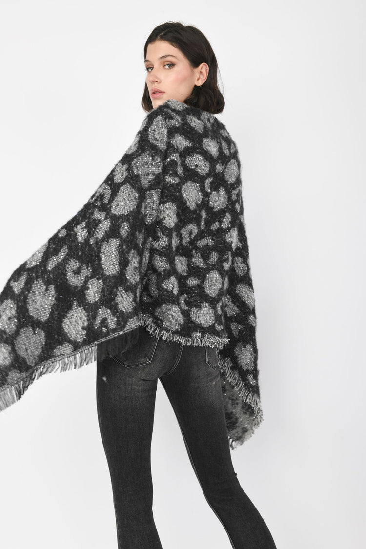 Poncho animalier con paillettes