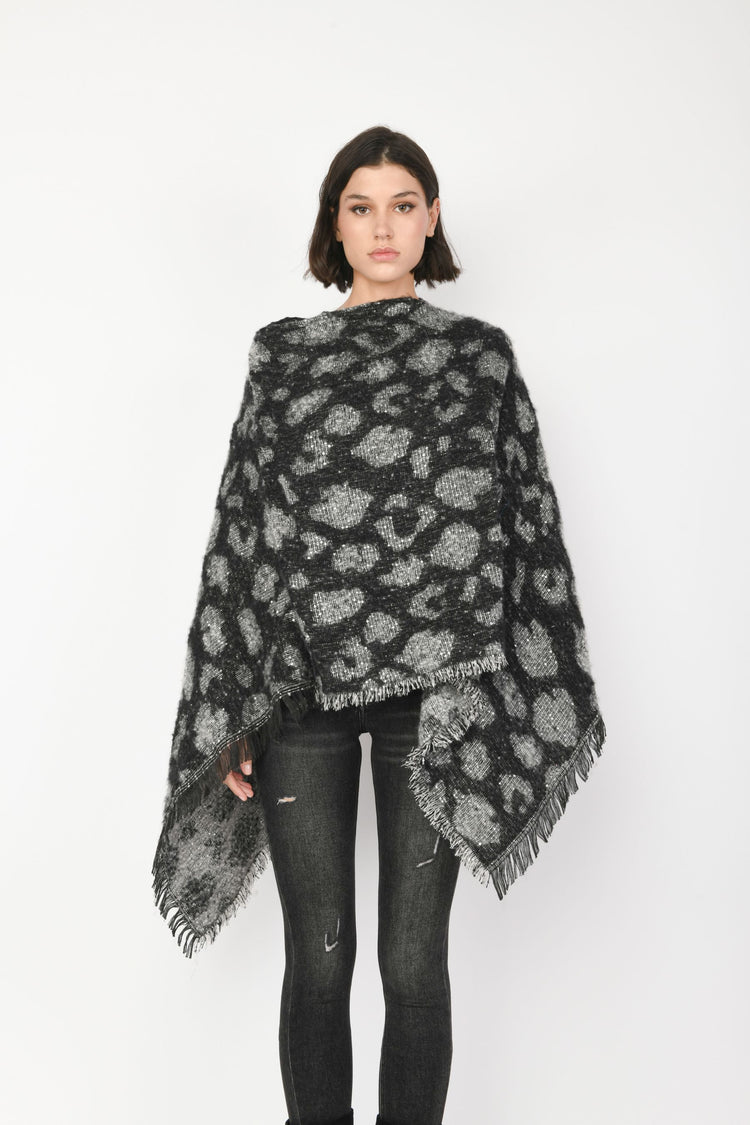 Poncho animalier con paillettes