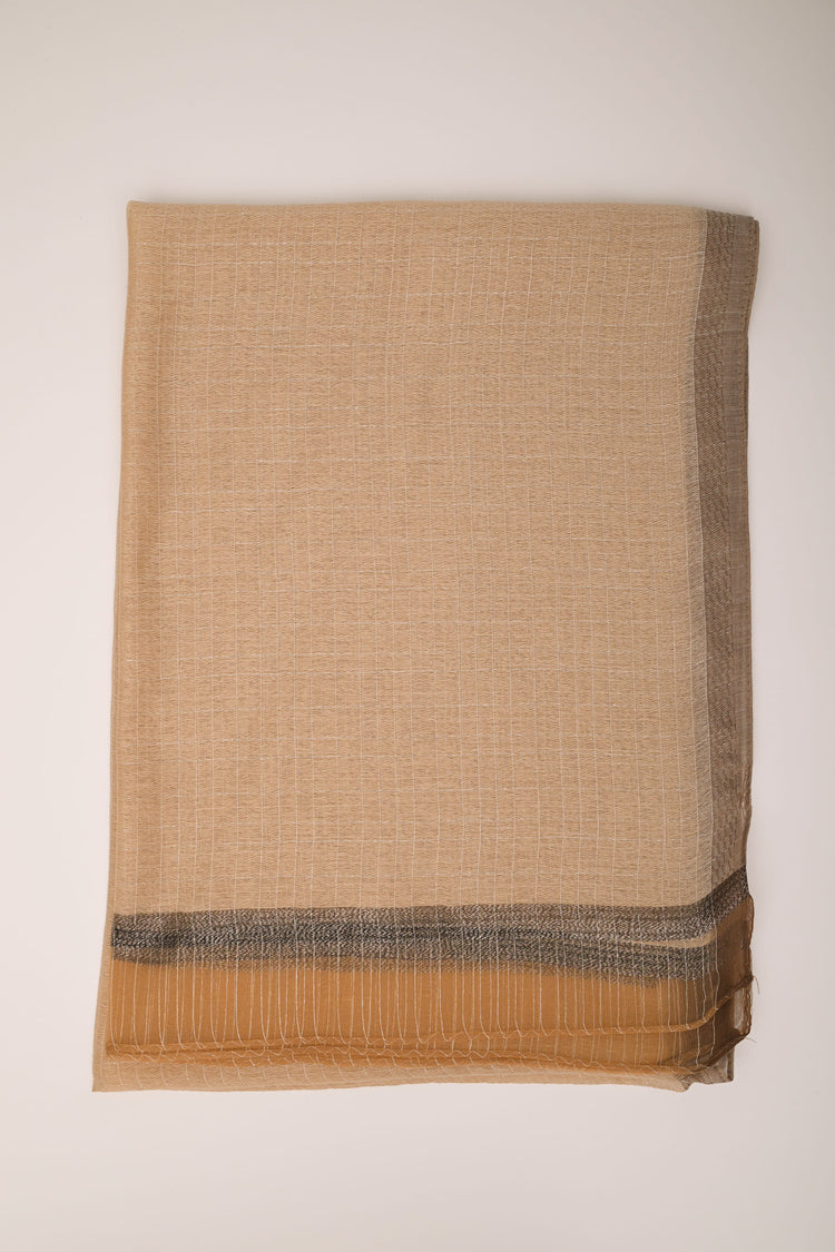 Stola beige con fili lurex e bande a contrasto
