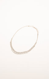 Collana in metallo argentato con strass