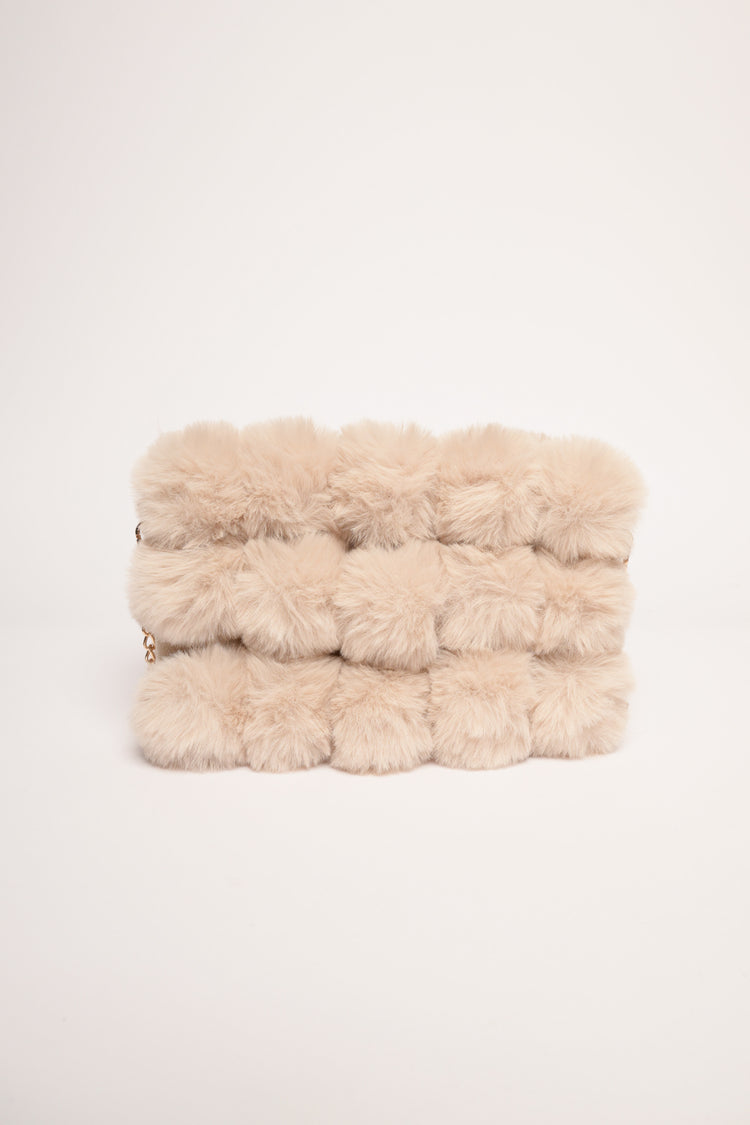 Borsa a spalla pelosa beige