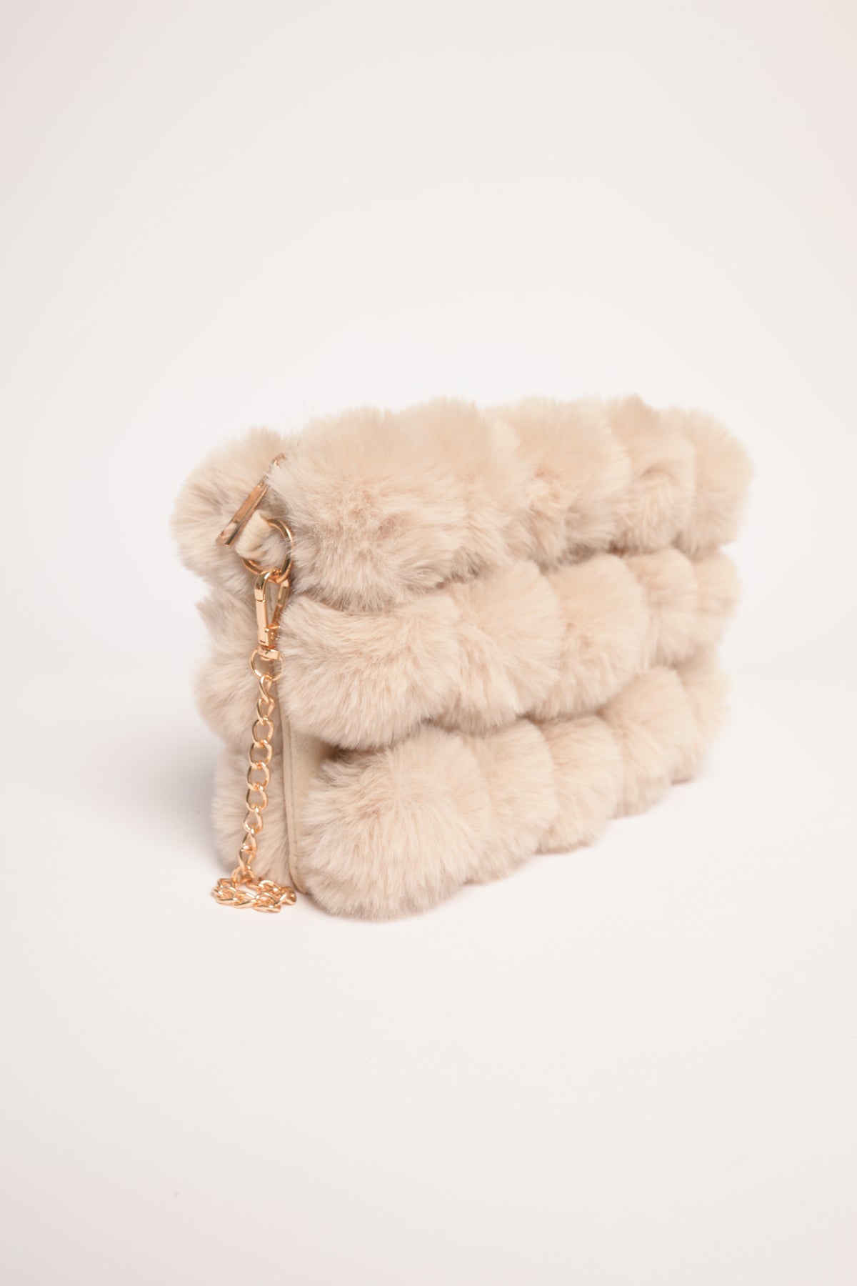 Borsa a spalla pelosa beige