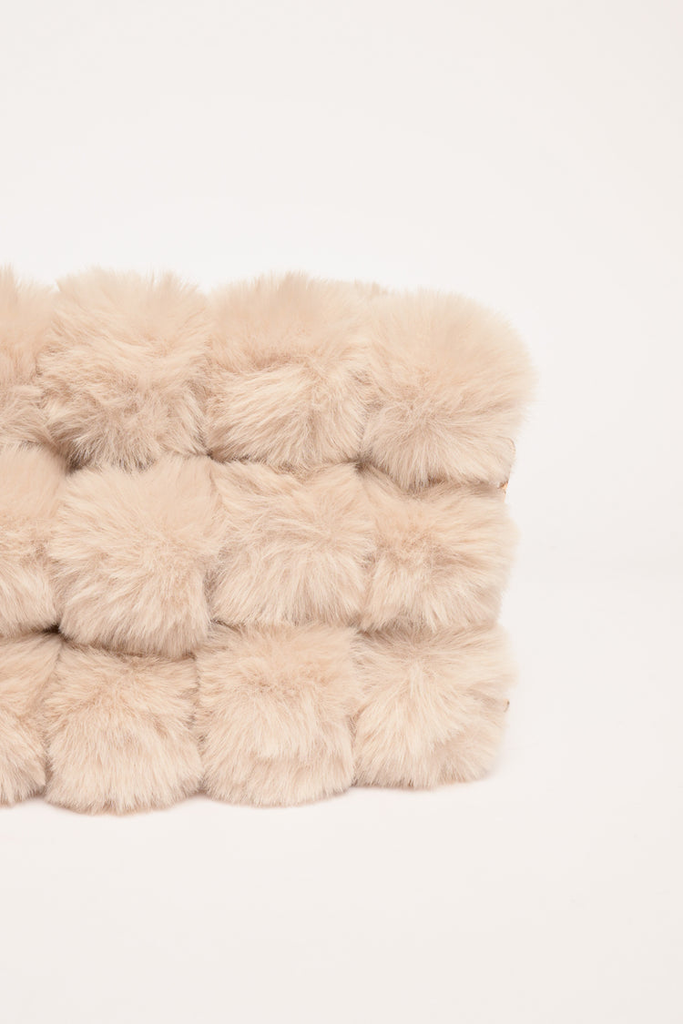 Borsa a spalla pelosa beige