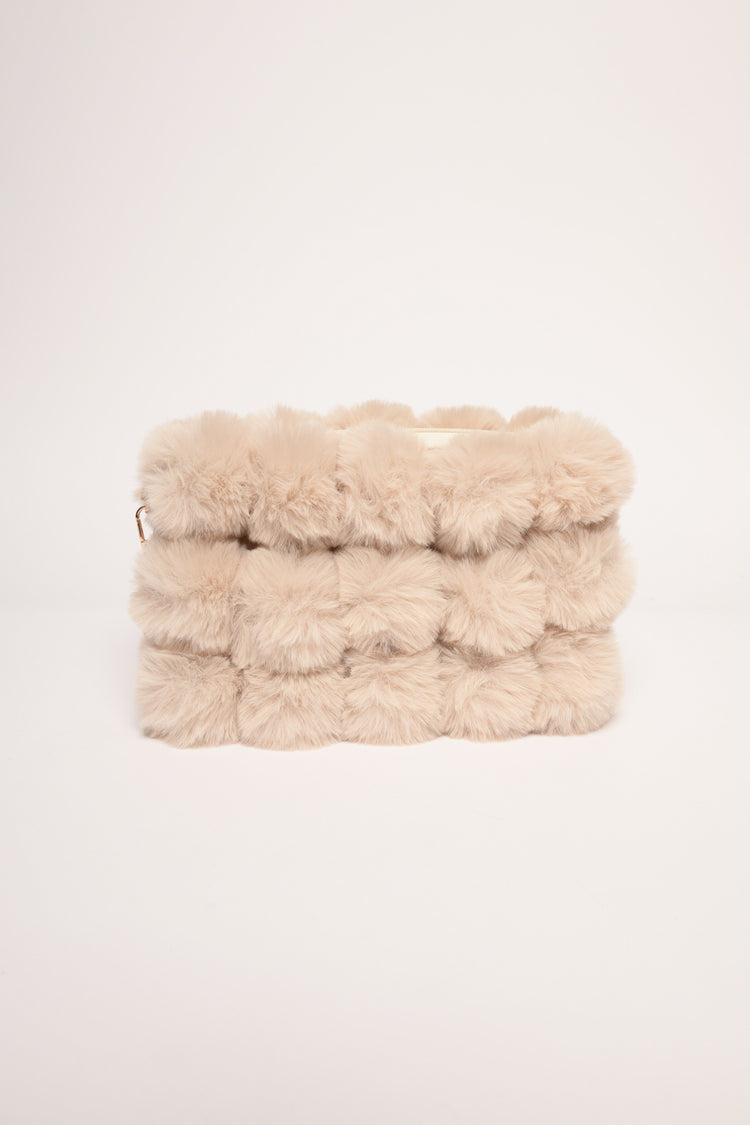 Borsa a spalla pelosa beige