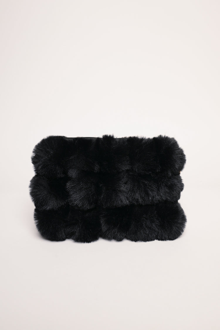 Borsa a spalla pelosa nera
