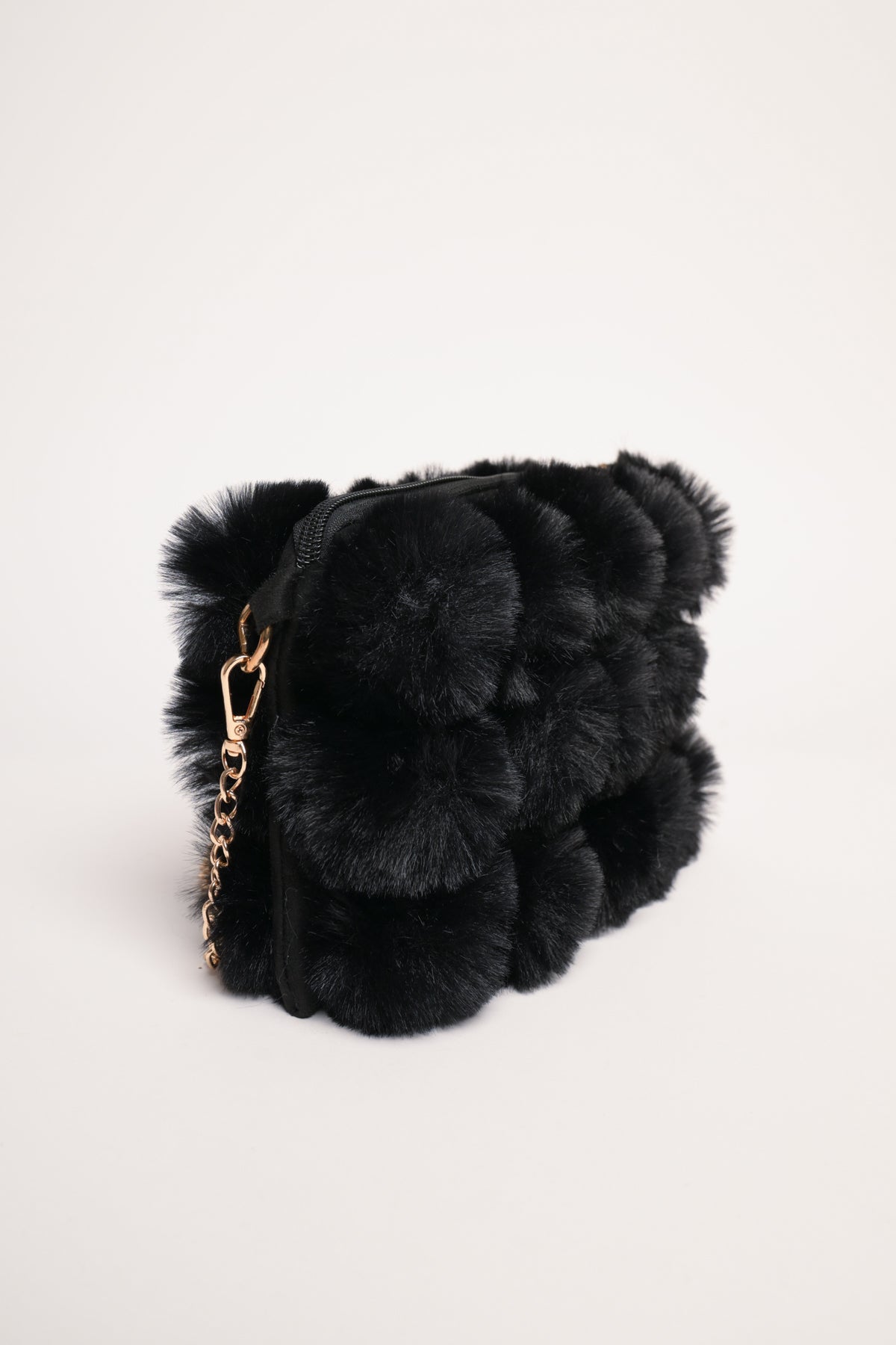 Borsa a spalla pelosa nera