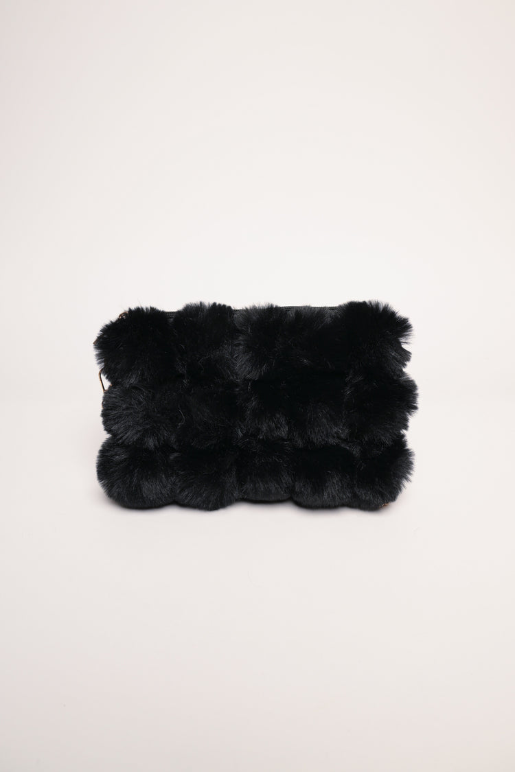 Borsa a spalla pelosa nera
