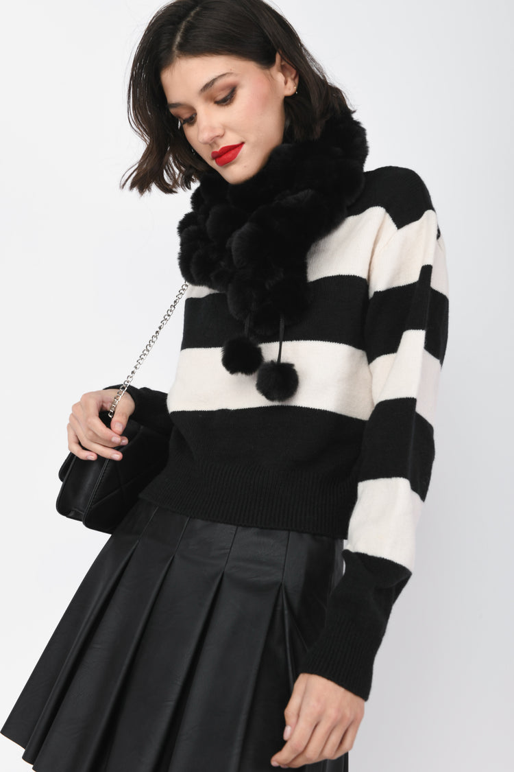 Sciarpa in faux fur a pompon
