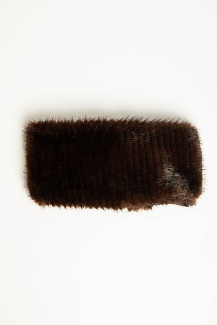 Fascia capelli marrone effetto pelliccia