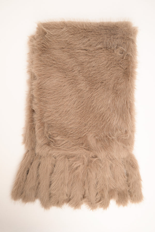 Sciarpa effetto pelliccia beige